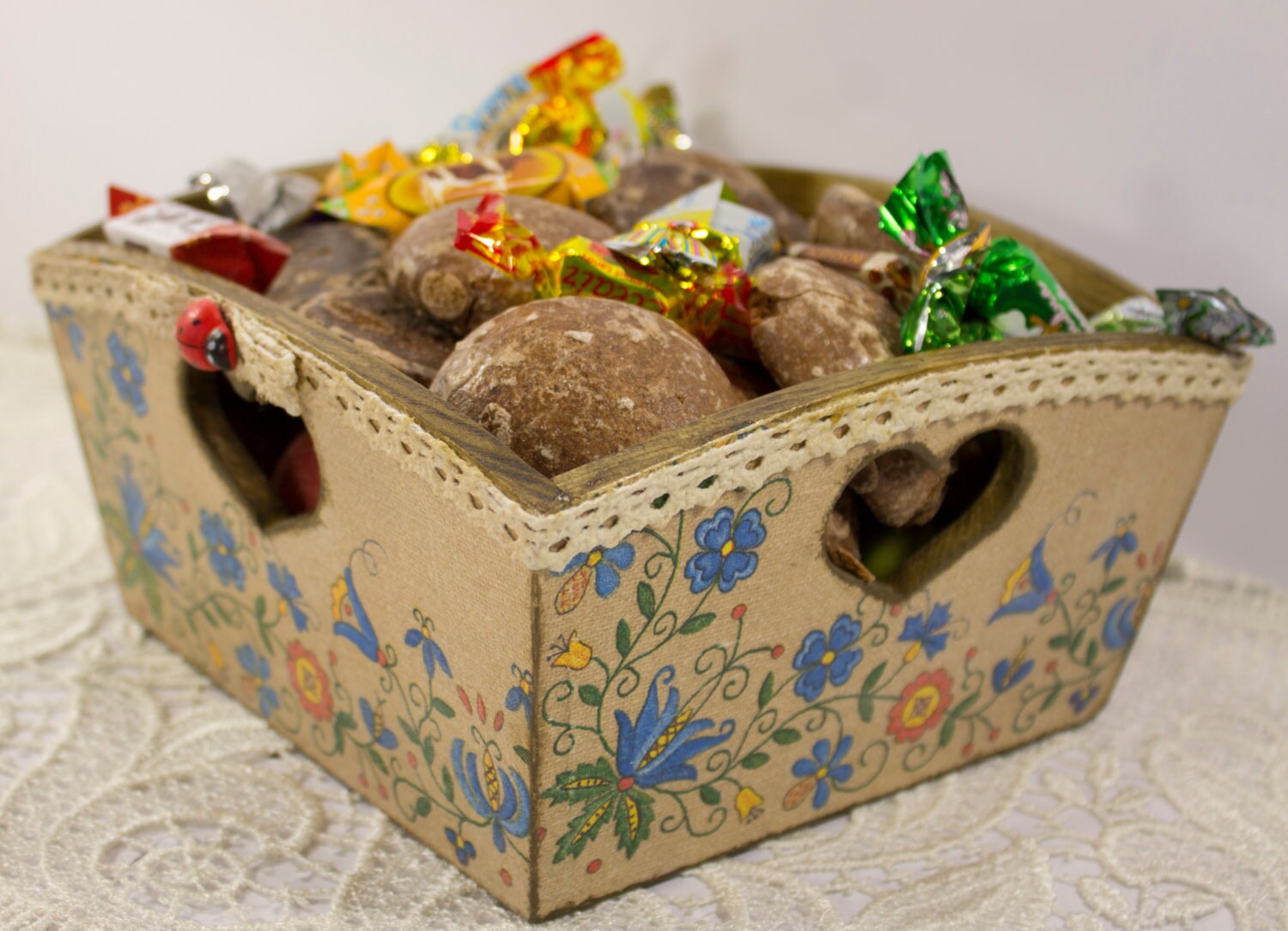 Candy dish Sugar bowl vintage looking Fruit dish wooden candy Etsy