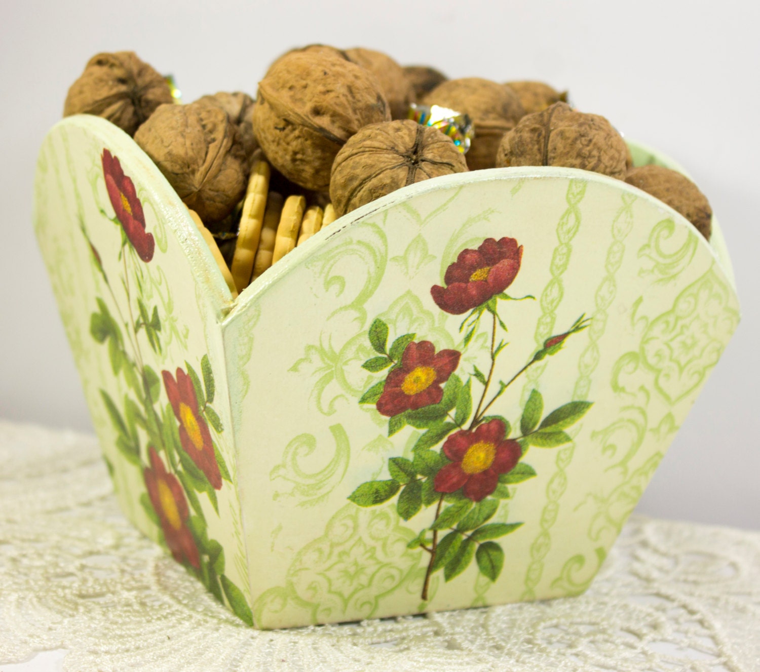 Candy dish Sugar bowl for green kitchen vintage looking Fruit Etsy