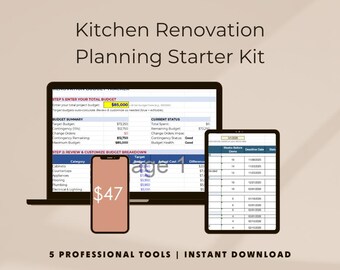 Kitchen Remodel Budget Template + Timeline Planner | Contractor Vetting Scorecard | DIY Renovation Checklist | ***Digital Download***
