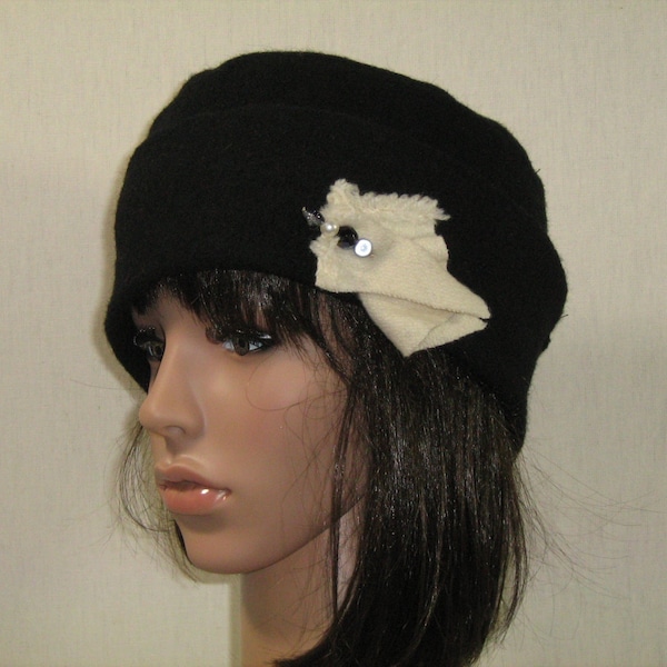 chapeau toque Cordeline en laine bouillie noir