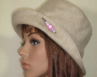 summer linen cloche Hat summer hat linen natural