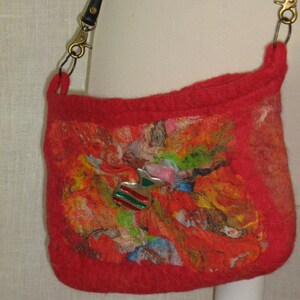 Orange Wolle rote Filztasche mit Lederband