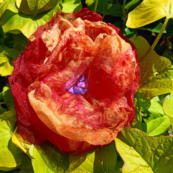 broche fleur en tissu d'organza