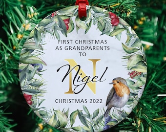 Grandparents First Christmas – Large Name  (Ceramic Ornament)