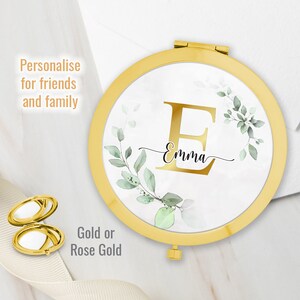 Personalised Initial and Name Pocket Mirror Wedding Bridesmaid  Mother of the Groom Gift Folding compact mirror  Custom made  fast delivery