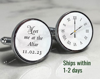 Personalized Wedding Cufflinks: Meet Me at the Altar, Groom Gift