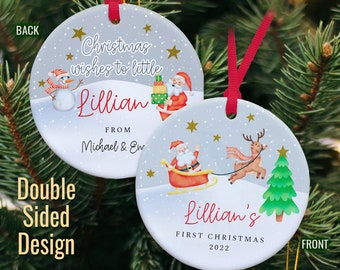 Personalised Baby’s First Christmas – Santa Sleigh (Ceramic Ornament)