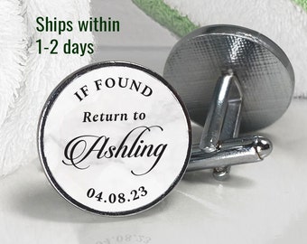 Grooms Humorous personalised Cufflinks  Funny Groom Wedding Cufflinks. If found return to - Wedding Cufflink