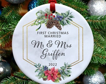 Couple’s First Christmas Married (Ceramic Ornament)