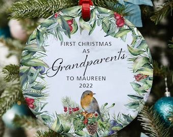 Grandparents First Christmas – Robin  (Ceramic Ornament)