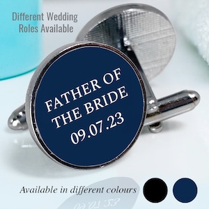Personalised Wedding Role Cufflinks. - Groomsman Wedding Cufflinks - Best Man gift - Wedding Role and date Cufflinks