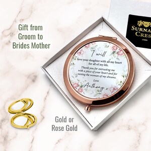 Personalized Floral Compact Mirror: Mother of the Bride Gift