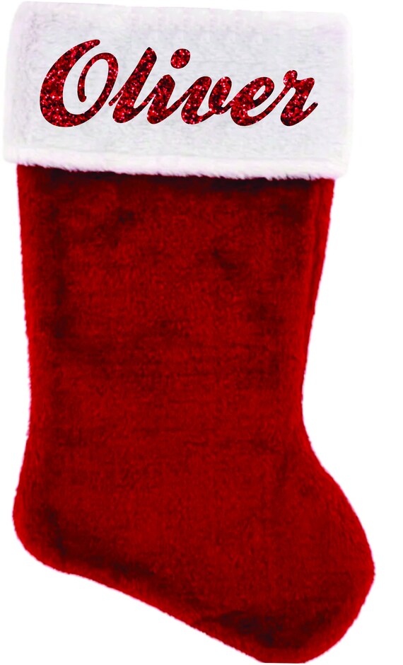 Personalized red plush christmas stockings Clearance