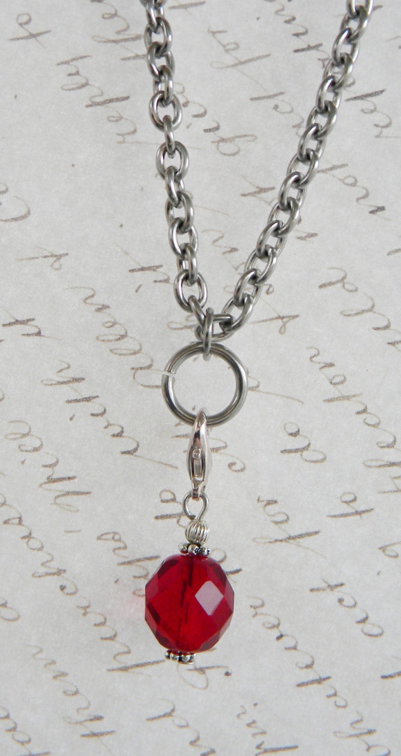 Crystal Dangle Charm For Glass Memory Lockets Red image 1