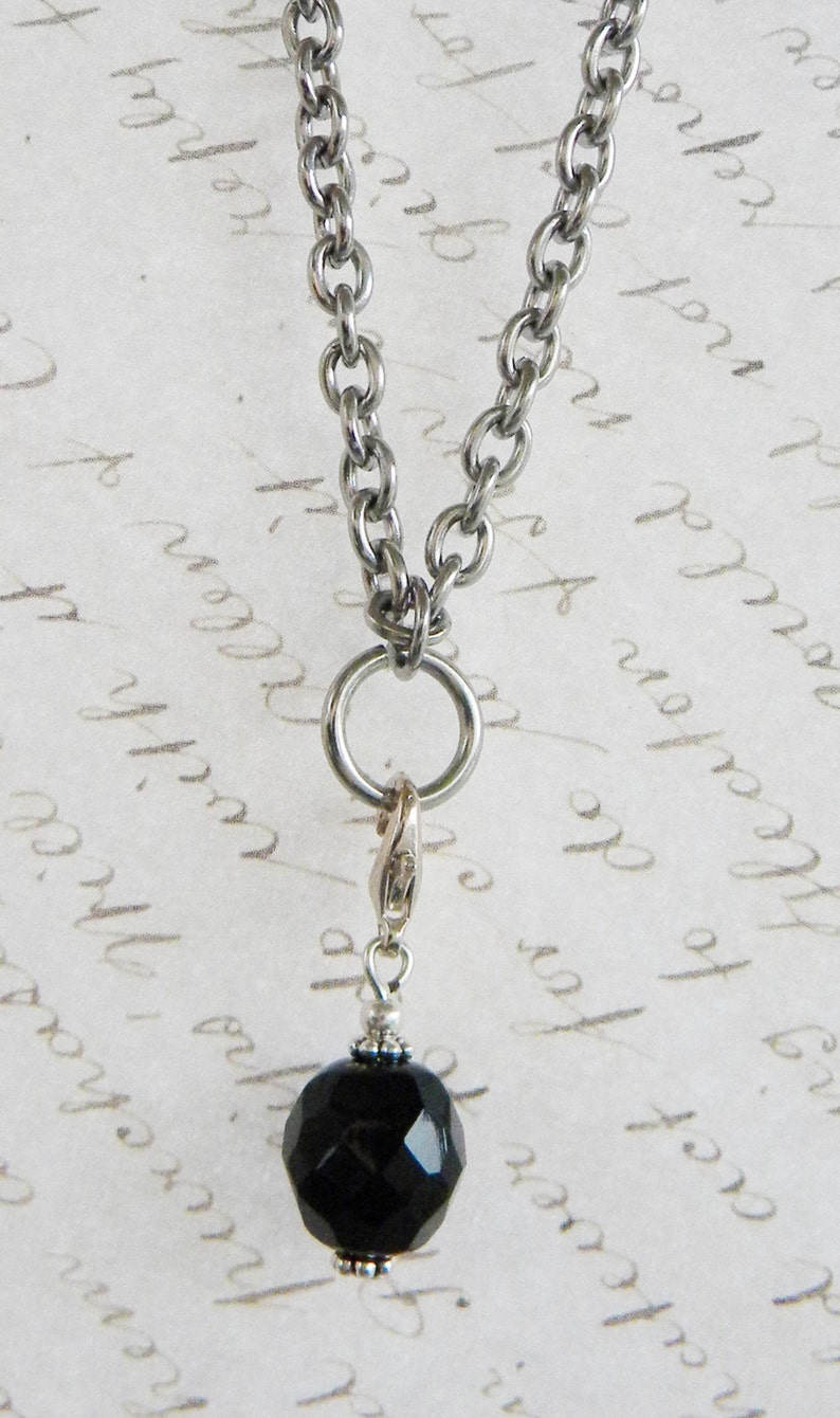 Crystal Dangle Charm For Glass Memory Lockets Black image 1