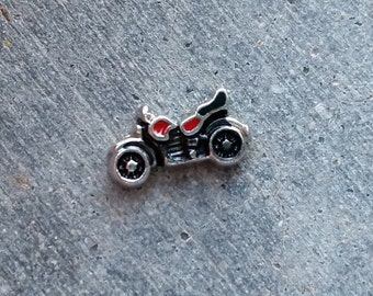 Floating Charm For Glass Memory Lockets- Motorcycle