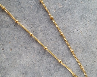 Stainless Steel Chain For Glass Memory Lockets- 24" Gold Ball Station Chain