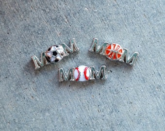 Floating Charm For Glass Memory Lockets- Soccer Mom, Baseball Mom, Basketball Mom