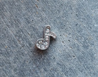 Floating Charm For Glass Memory Lockets- Crystal Music Note