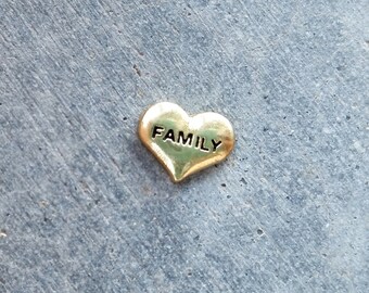 Floating Charm For Glass Memory Lockets- Gold Family Heart