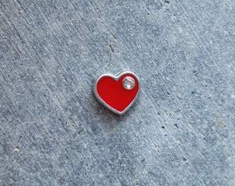 Floating Charm For Glass Memory Lockets- Red Heart