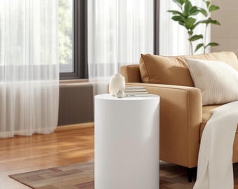 Modern Metal Drum Side Table,Minimalist Cylindrical End Table,Customizable  -Contemporary Accent Table for Living Room&Bedroom