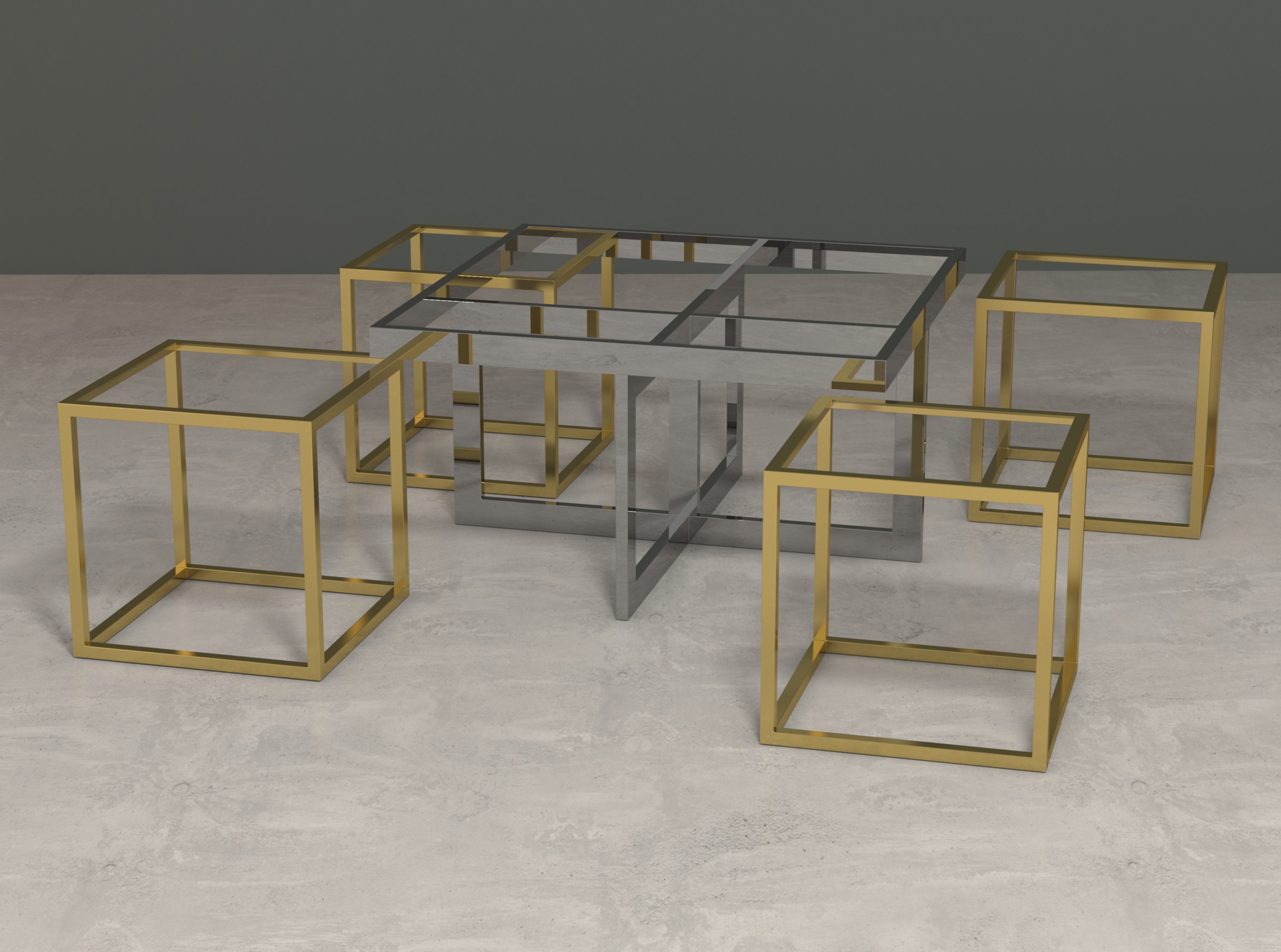 CUBE Vintage Brass Coffee Table Base CENTER Coffee Table Etsy