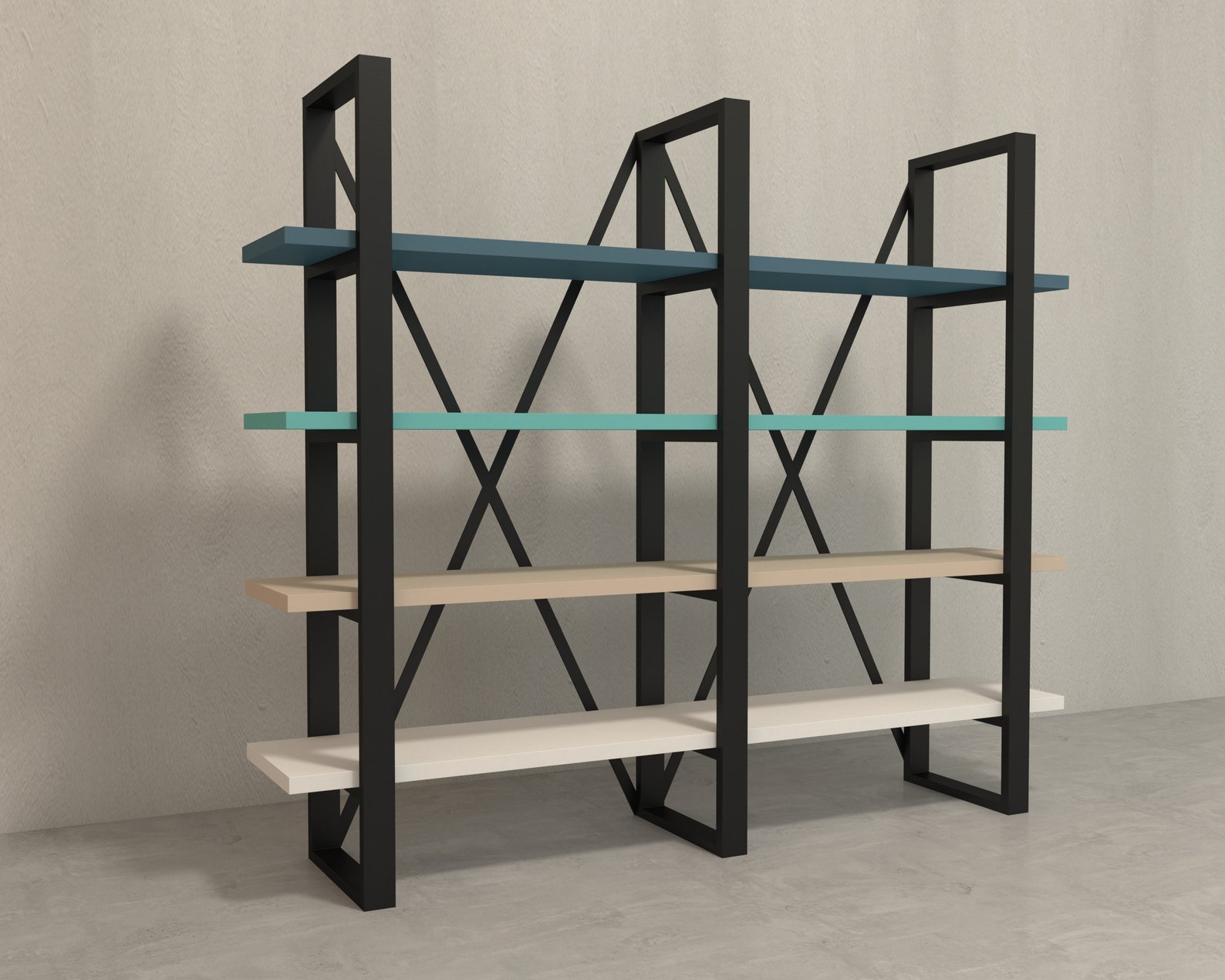 Book Case, Shelves, Steel and Wood,industrial Bookcase Etsy