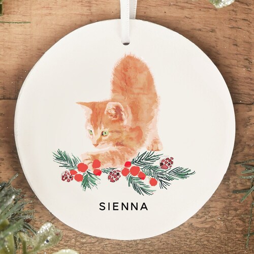 Ginger Cat Ornament / Orange Tabby Cat Ornament Personalized / Etsy