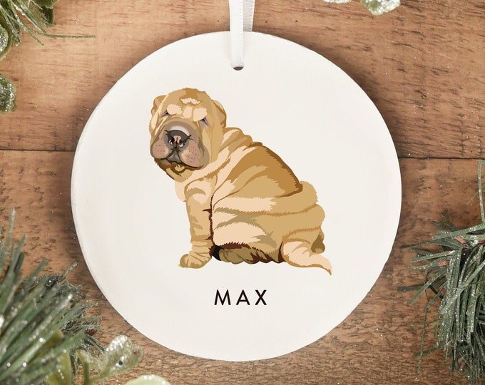 Shar Pei Ornament Personalized Dog Christmas Ornament Etsy