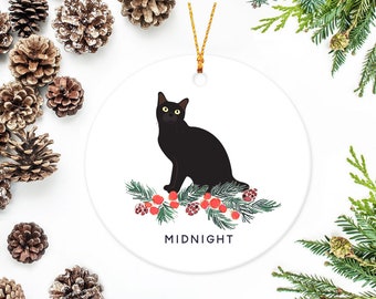 cat ornament personalized christmas ornament black cat custom cat ornaments - Black Christmas Ornaments cat ornament personalized christmas ornament black cat custom cat ornaments - Black Christmas Ornaments
