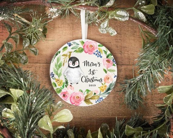 baby's first christmas penguin ornament