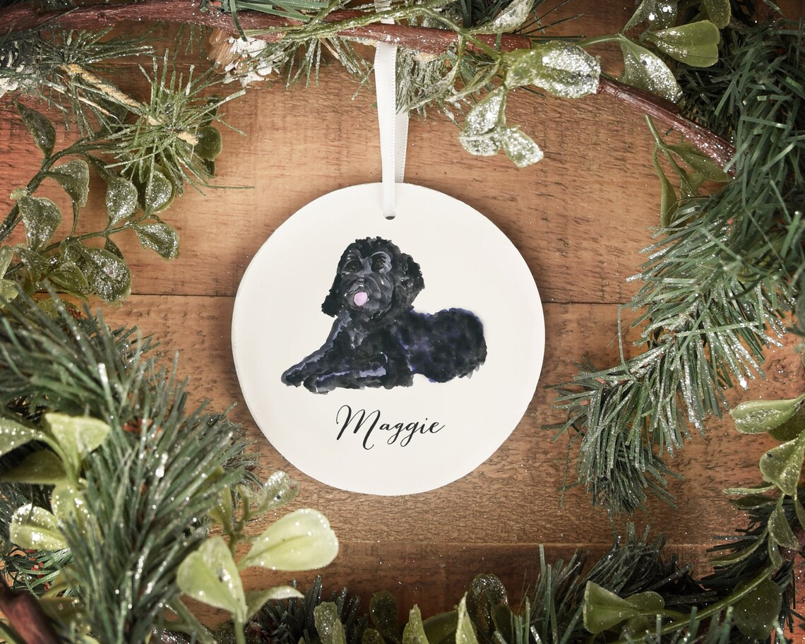 Black Labradoodle Ornament Dog Gift Goldendoodle Ornament Etsy