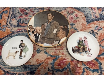 Lot 3 Norman Rockwell Decorative Plates Cobbler, Big Brother, Freedom Of Speech