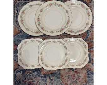 VTG Homer Laughlin Eggshell Georgian (3) 10 Inch Dinner Plates /(3) 8" Plates