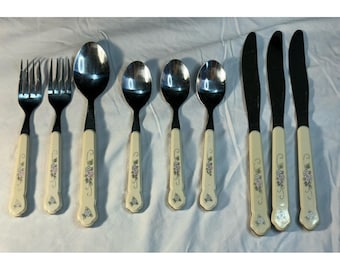 Vintage Pfaltzgraff TEA ROSE Flatware Stainless Silverware 8 Piece