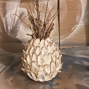 Oyster shell pineapple Welcome decor tabletop pineapple sea shell pineapple Mother's Day Housewarming hostess oyster shell art image 2