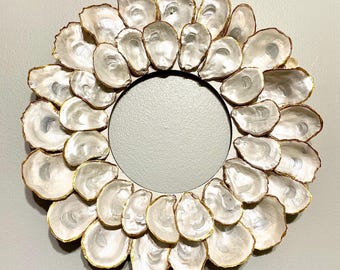 Oyster Shell Wreath: Pearl Finish Coastal Wall Decor