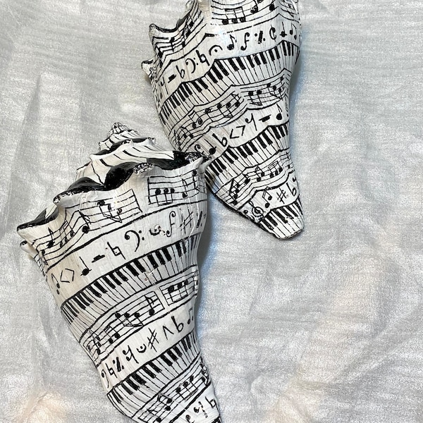 Hand Painted Seashell - Music - musician gift - Pawleys Island - piano - beach- music notes- FREE SHIPPING