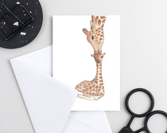 Giraffe Mothers Day / New Mum Card. Handwritten message option. Eco friendly recycled card.