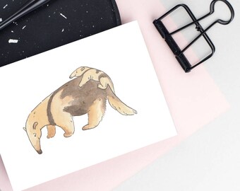Mama Anteater and baby Mother’s Day / New mum card. Blank inside or handwritten personalisation option.