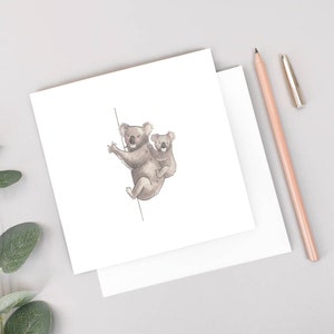 Koala Bear Fête des mères / Nouvelle maman / Carte de baby shower. Option de message manuscrit. Carte recyclée écologique.