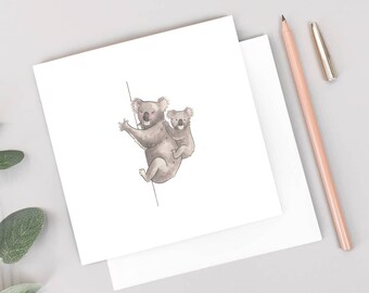 Koala Bear Mother’s Day / New Mum / Baby Shower card. Handwritten message option. Eco-friendly recycled card.