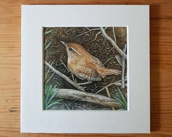 PRINT • Wayside Wren • hand signed Giclée print • Cornish artist • wildlife art • nature • garden bird • gift • Cornwall • Natalie Toms