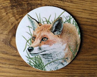 COASTER • Prowling Fox • melamine • cork • nature lover • countryside • rural art • wildlife gift • housewarming • Cornwall • Natalie Toms