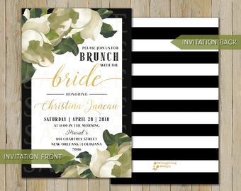 Magnolia Bridal Invitations & Thank You Notes with Envelopes and Envelope Seals | Bridal Brunch Invitation Bridal Luncheon Invitation