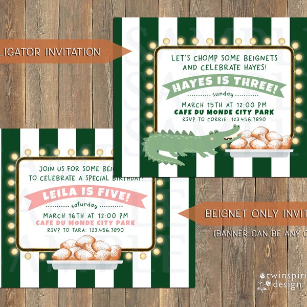 Cafe du Monde Beignet Birthday Party DIGITAL Invitation, Thank You Note, and/or Favor Tag