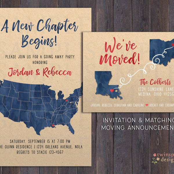 Going Away Party Invitations and/or Moving Announcements | New State | We've Moved