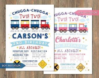 Chugga Chugga Two Two Invitation, Thank You Note, and/or Favor Tag DIGITAL FILE for Boys or Girls