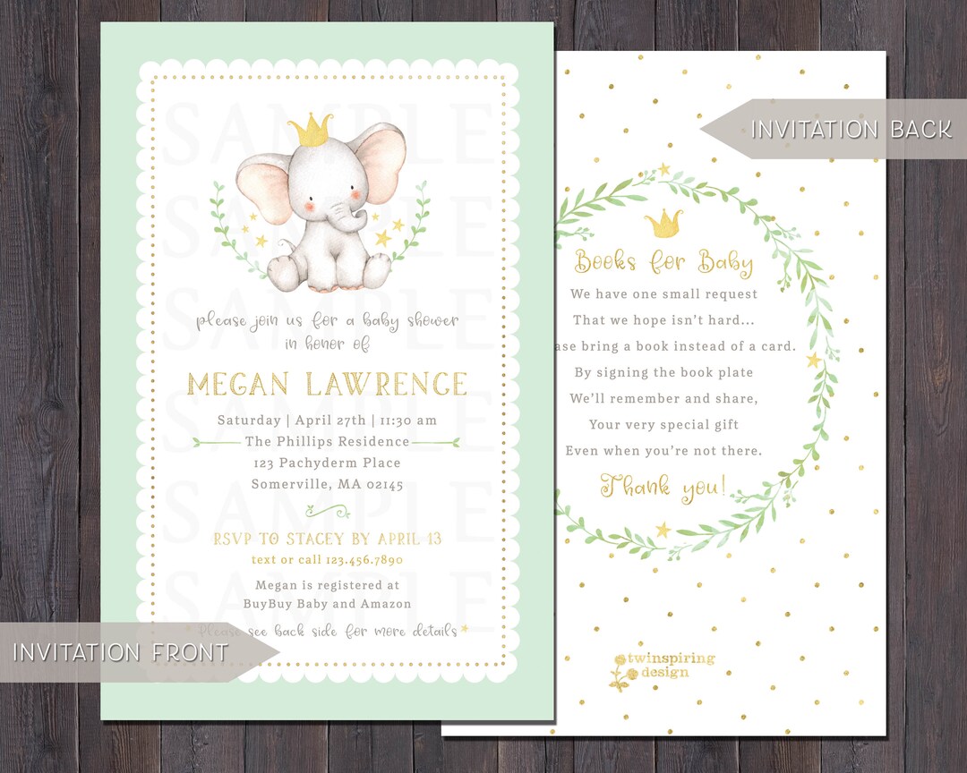 Elephant Gender Neutral Baby Shower Invitations, Thank You Notes, Favor ...